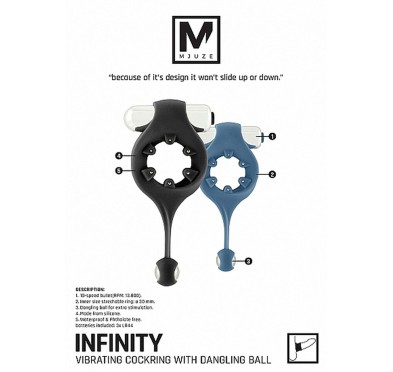 Infinity - Vibrating Cockring with Dangling Ball - Black